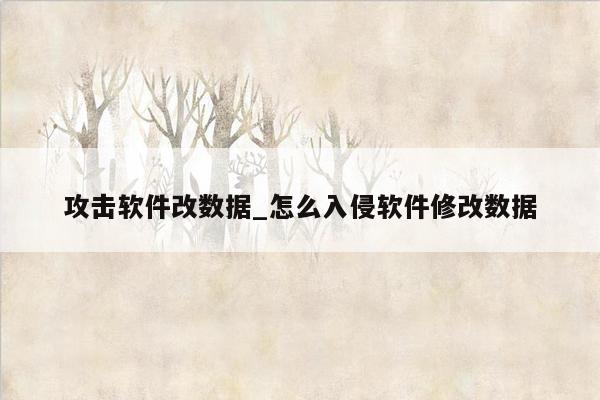攻击软件改数据_怎么入侵软件修改数据
