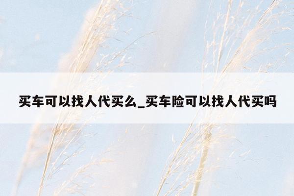 买车可以找人代买么_买车险可以找人代买吗