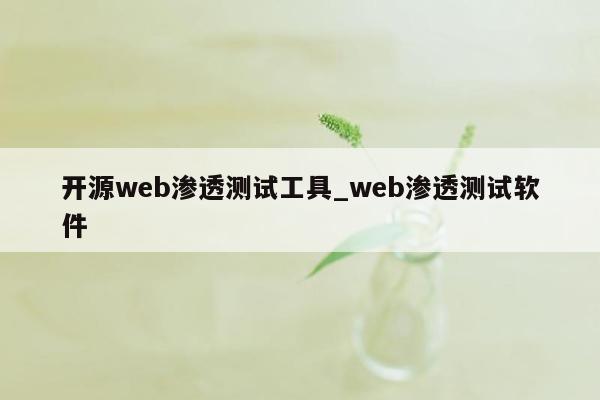 开源web渗透测试工具_web渗透测试软件