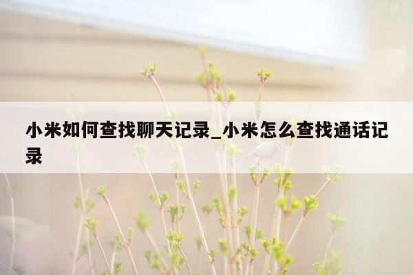 小米如何查找聊天记录_小米怎么查找通话记录