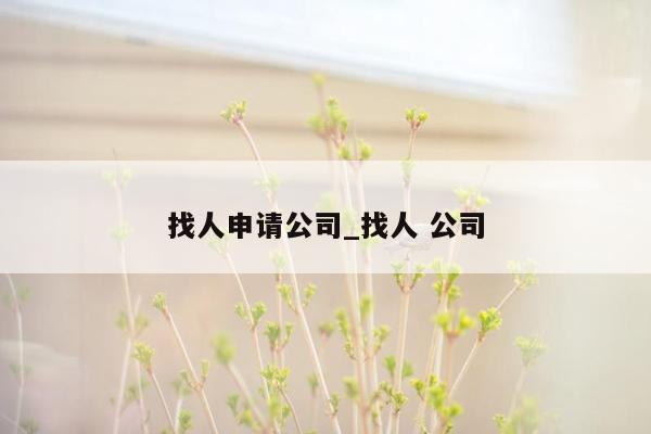找人申请公司_找人 公司