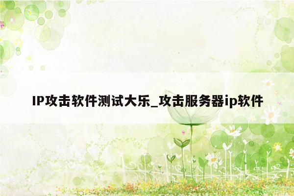 IP攻击软件测试大乐_攻击服务器ip软件