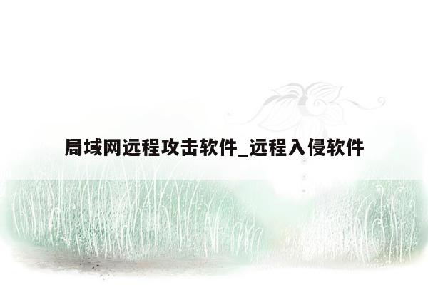 局域网远程攻击软件_远程入侵软件