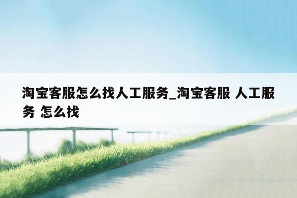淘宝客服怎么找人工服务_淘宝客服 人工服务 怎么找
