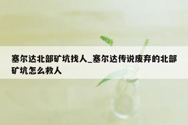 塞尔达北部矿坑找人_塞尔达传说废弃的北部矿坑怎么救人