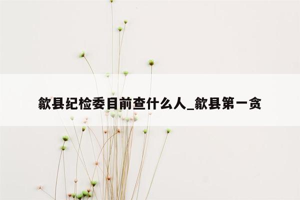 歙县纪检委目前查什么人_歙县第一贪