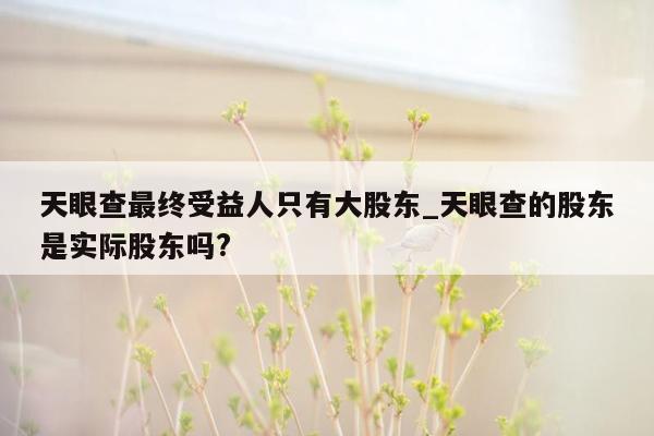 天眼查最终受益人只有大股东_天眼查的股东是实际股东吗?
