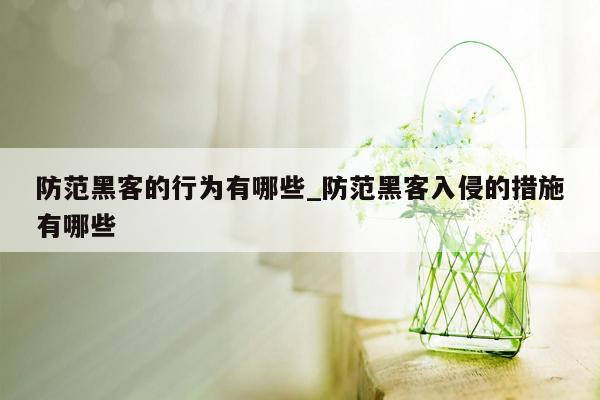 防范黑客的行为有哪些_防范黑客入侵的措施有哪些