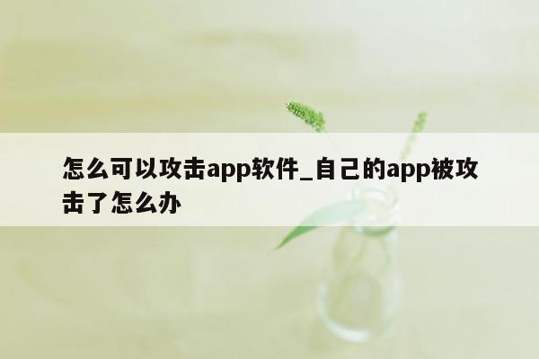 怎么可以攻击app软件_自己的app被攻击了怎么办