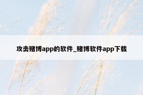 攻击赌博app的软件_赌博软件app下载